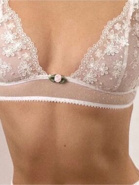 For Love and Lemons Evie Daisy lace Triangle Bralette Large